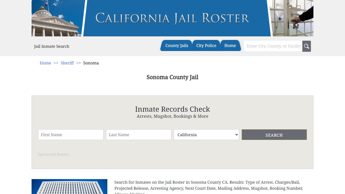 Sonoma County Jail | Jail Roster Search